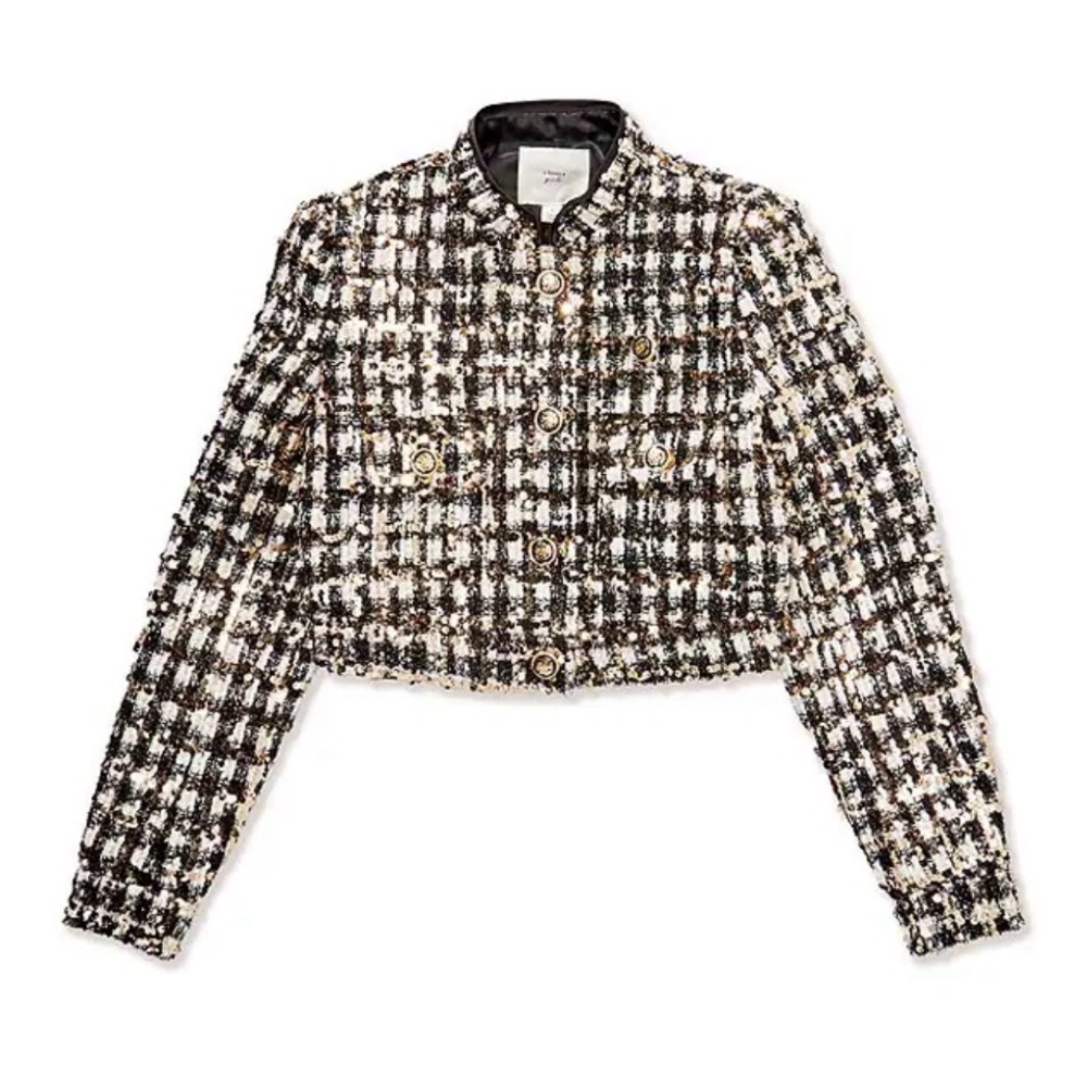 Kids Black and White Tweed Blazer
